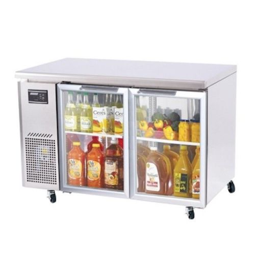 New turbo air 48&#034; j series ss/glass undercounter refrigerator!! 2 glass doors!! for sale