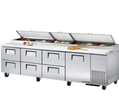 True TPP-119D-6 PIZZA Prep Table: Solid Drawered FOOD Prep Table 115V