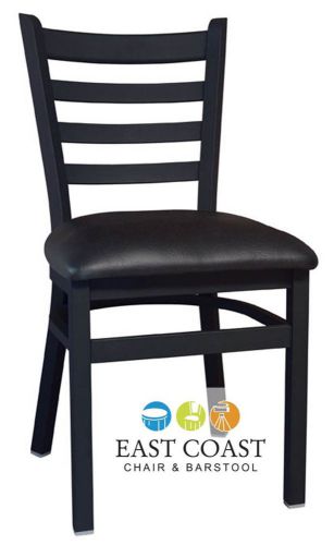 New gladiator ladder back metal restaurant chair with black vinyl seat for sale