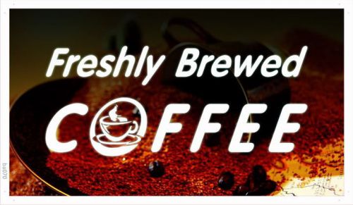 Ba070 fresh brewed coffee shop cafe banner shop sign for sale