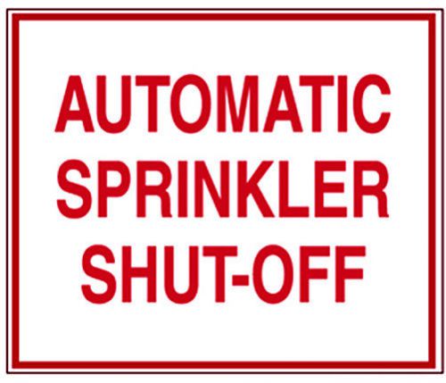 Auto sprinkler shut-off  (aluminum sprinkler system sign) 10&#034; x 12&#034; for sale