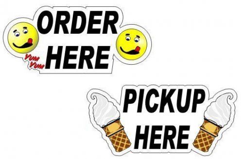 2 ice cream pickup order window&#039; decals for ice cream parlor or takeout window for sale
