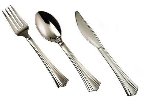Reflections silver look plastic silverware 80 forks, 40 spoons, 40 knives 160pcs for sale