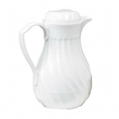 Hormel poly lined white swirl design carafe, 40 oz. capacity. sold as each for sale
