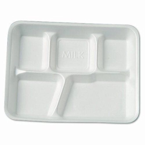 GenPak 5 Compartment Foam Cafeteria Food Trays, 500 Trays (GNP 10500)