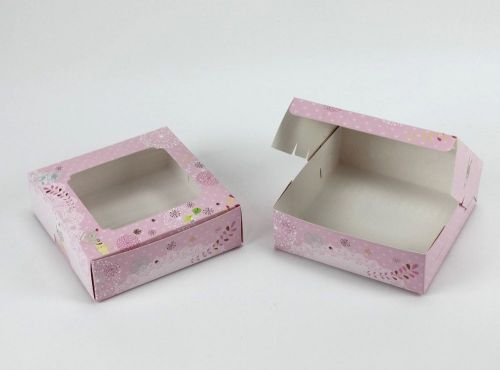 15X15X5 CM GLOSSY PINK BAKERY BOXES GREAT FOR BROWNIE , SNACK  MACAROONS COOKIE