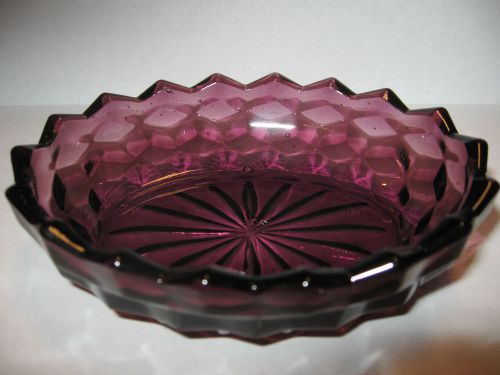 purple amethyst glass oval salt dip cellar celt american pattern master black NR
