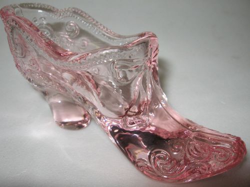 fancy pink / rose glass Bow pattern Shoe Slipper Boot christmas high heel art 5&#034;