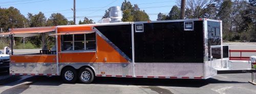 Concession Trailer 8.5&#039;x30&#039; Event BBQ Smoker Catering (Orange and Black)