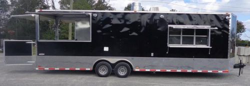Concession trailer 8.5&#039;x28&#039; black - bbq smoker enclosed food catering event for sale