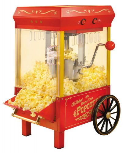 Popcorn Maker Popper Machine Hot Red Retro Vintage Kettle Theatre Styl Electric