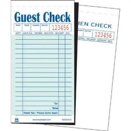 Royal Paper GC6000-2 Guest Checks 3 Books/ 50 Checks each=150