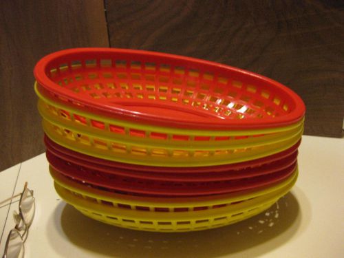 9 Plastic Fast Food Baskets 5 Yellow 4 Red Oval Shaped  Made In The USA