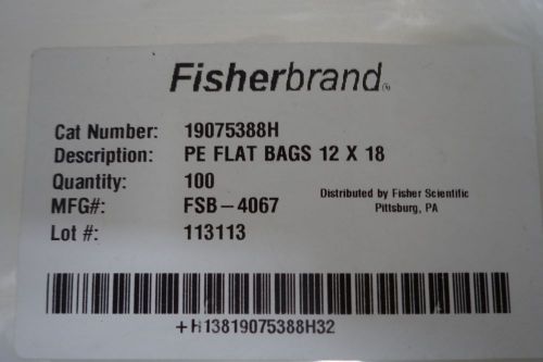 fisher brand PE flat poly bags FSB-4067 12&#034;X18&#034;