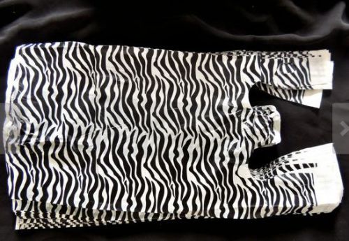 100qty. zebra print plastic t-shirt bags11&#034; 1/2 x 6&#034; x 21&#034;  inches for sale