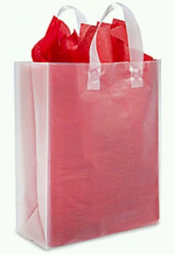 Clear Frosted Bag, 10 count, Gift, Shopping, NEW, 10x5x13, 4 mil. Medium, Large,