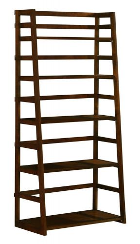 Simpli Home Acadian Collection Ladder Shelf Bookcase Brown