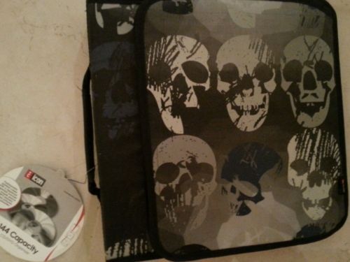 New icon cd dvd holder cool skull punk w/ zippered organizer pocket player phone for sale