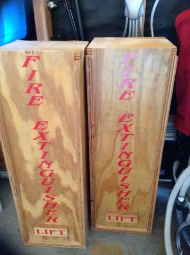 PAIR OF BADGER CHROME FIRE EXTINGUISHERS W/wooden box cases