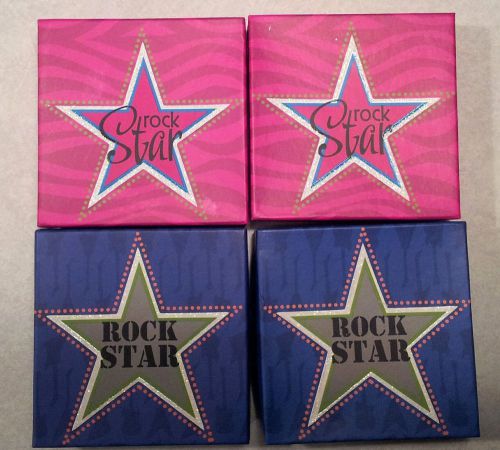 Brand New 4 - Rock Star Gift Card Holder Boxes - 2 Pink &amp; 2 Blue Free Shipping!