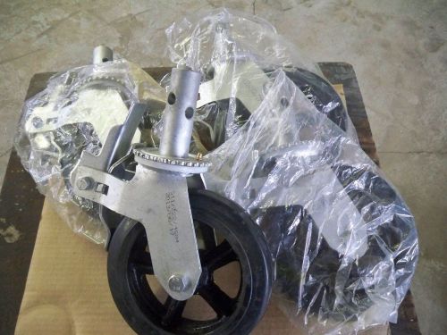 8&#034; Rubber Scaffold CASTER Wheels w/ Locking Brakes 1-3/8&#034; Stem 500 lbs. Capacity