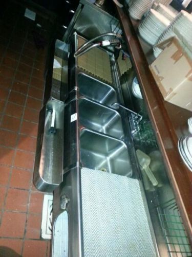 3 bay bar / restaurant sink with 2 drainboards, facuet &amp; legs - stainless steel for sale