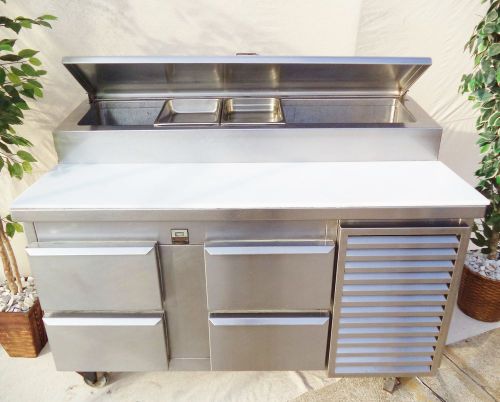 COOLER Prep Table Worktop Salad Sandwich Pizza 4 Drawers 60&#034; Refrigerated Used