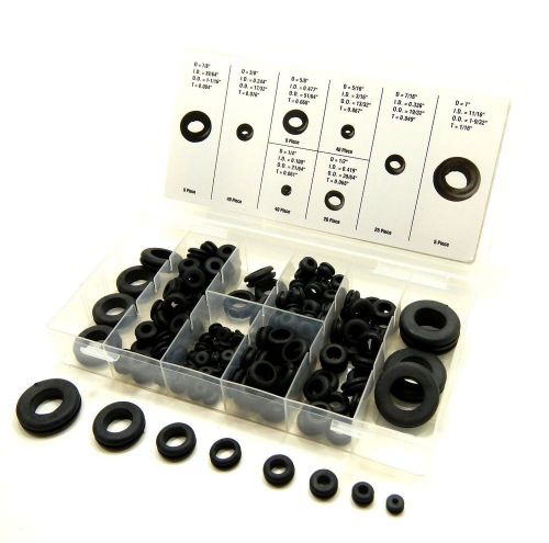 180 pc RUBBER GROMMET ASSORTMENT 8 SIZES Auto Electrical Firewall Radio Wiring
