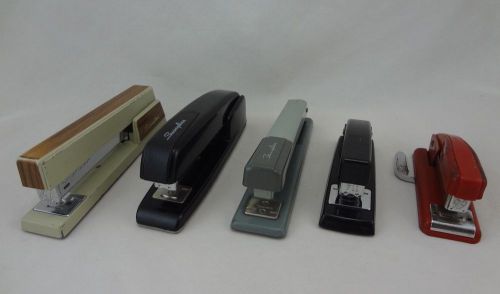 Vintage Swingline Stapler Lot (5) ~ 767 ~ 747 ~ 711 ~ Red 99 W/R ~ Classic Gray