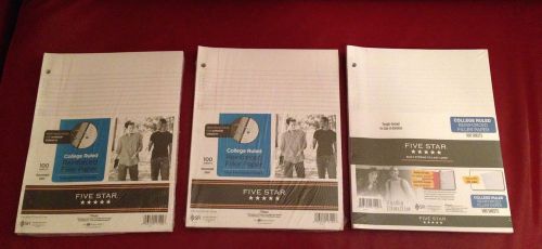 LOT OF 4 Filler Paper 100 sheets each (3 Reinforced &amp; 1 Not Reinforced) College
