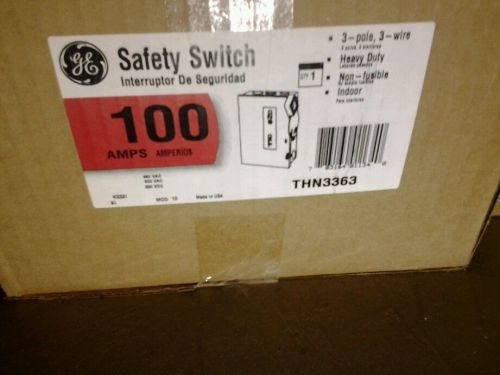 GE 3 POLE 100 AMP NON FUSIBLE SAFETY SWITCH 600V (THN3363)