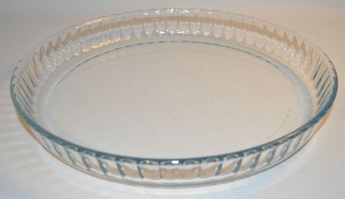 Pyrex 813w Round Clear Scalloped Pie, Quiche, Flan Dish Made in France 27cm/11&#034;