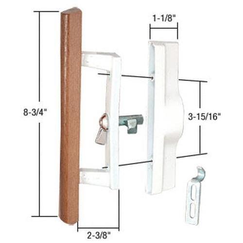Wood/white non-keyed internal lock sliding glass door handle viking c1195s for sale