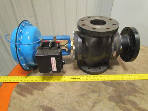 Trerice 940b-l85-760p cast iron 4&#034; flanged 3-way valve w/94b 14&#034; air actuator for sale
