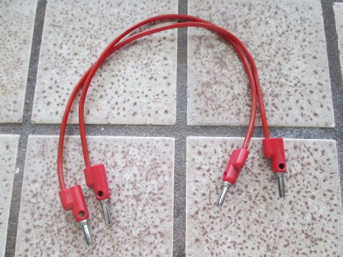 Two red, stackable 12&#034; patch cables, compatible with Pomona B series cables