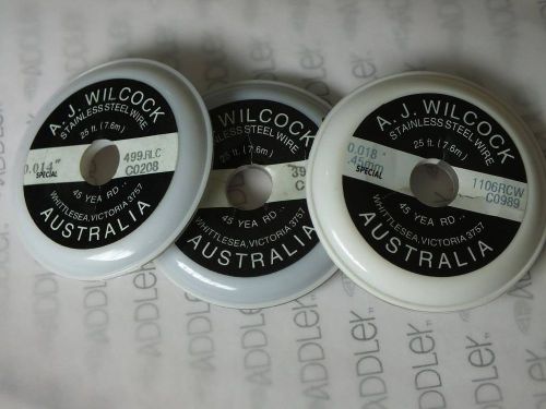 Orthodontic A.J. WILLOCK Wire 3 Spools  2.5 ft.