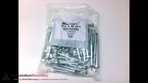 STAUFF AS 6 M W3 - PACK OF 50 - GROUP 6 ZINC PLATED HEX BOLTS 3&#034;, NEW