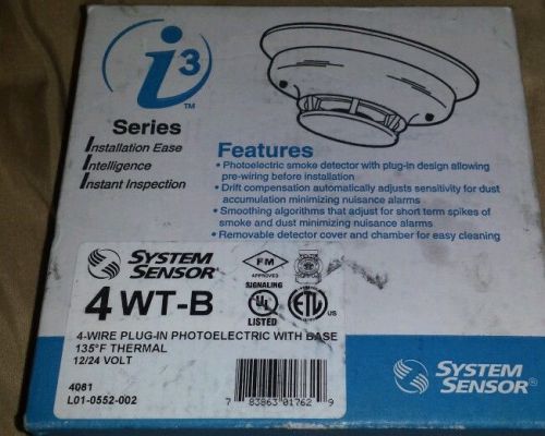 System Sensor 4wt-b 4 wire plug-in photoelectric smoke detector