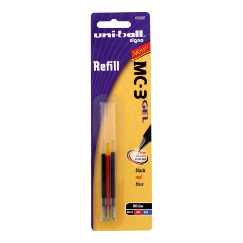 Uni-Ball Signo MC-3 Multi-Function Pen Refills, Assorted Colors, Fine, 3/Pack