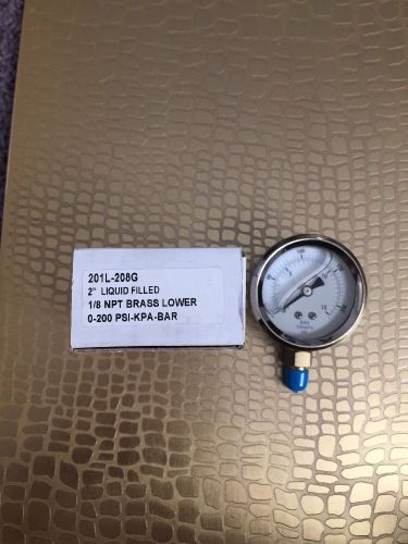 GAUGES 201L-208G Nib Pressure Gauge,Liquid,2 In  0-200 psi 1/8npt Brass Lower