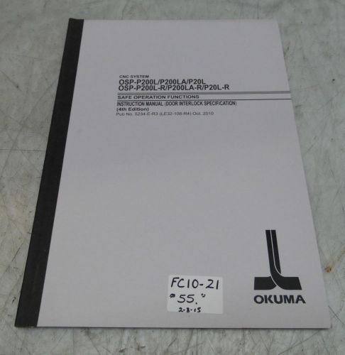 Okuma cnc system safe operation functions manual, 5234-e-r3, le32-108-r4 for sale