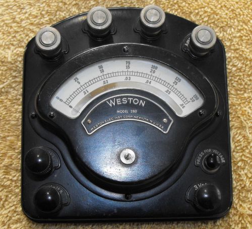 ANTIQUE WESTON AMPERES AND VOLTS DC METER MODEL 280 MADE IN USA