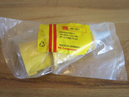 New in Bag-Mennekes/RS Components 491-541 16A IPX4 110/130V 2P+E FREE PLUG