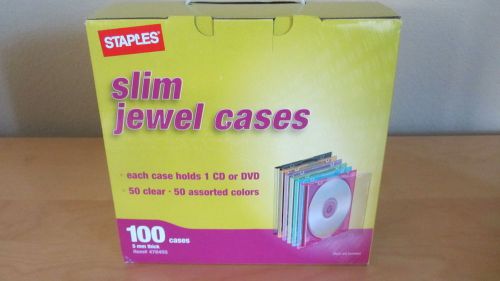 Staples 5mm Slim CD / DVD / Blu-Ray Jewel Cases, 100/Pack
