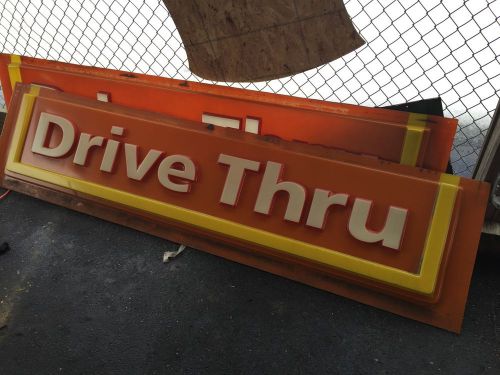 Generic Drive Thru plexiglass signs 7&#039;.7&#034;x22&#034; 2 signs front/back 1970&#039;s
