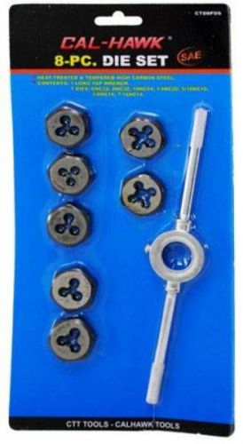 8 pc. die set - sae includes tap wrench for sale