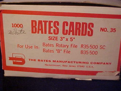 Lot of 7 Packs of 100 Bates Cards No. 35 Size 3&#034; x 5&#034; Rotary File White Refill