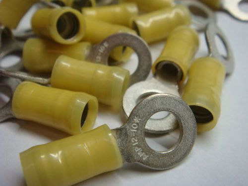 (20) amp 35273 2-35273-2 insul crimp pidg ring terminal 1/4&#034; yellow 10-12 awg for sale