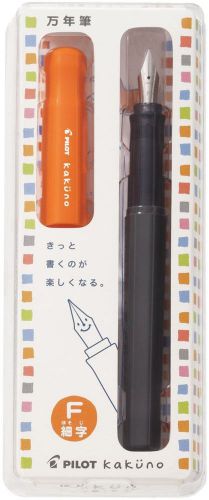 Pilot Kakuno Fine-Nib Fountain Pen, Black Body Orange Cap Body (FKA-1SR-OF)