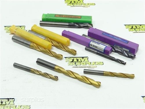 LOT OF 8 SOLIDCARBIDE COOLANT FED TWIST DRILLS 1/4&#034; TO 3/8&#034; KENNAMETAL SUMITOMO
